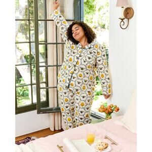 PRINT FRESH Anthropologie Pajama Top Womens XL Sweet Bee Print Organic Cotton
